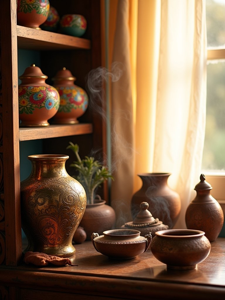 vibrant indian pottery decor