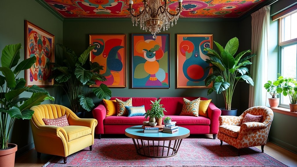 vibrant maximalist living rooms
