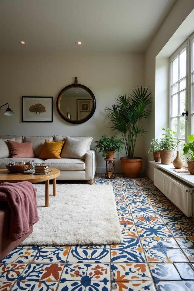 vibrant mixed pattern tile layouts