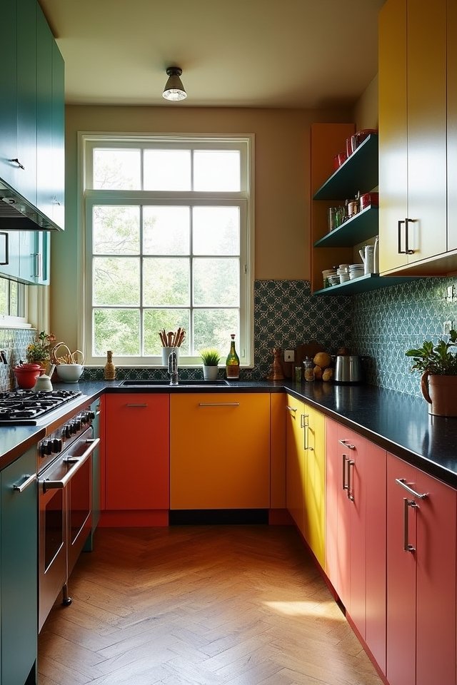 vibrant multi colored kitchen cabinets