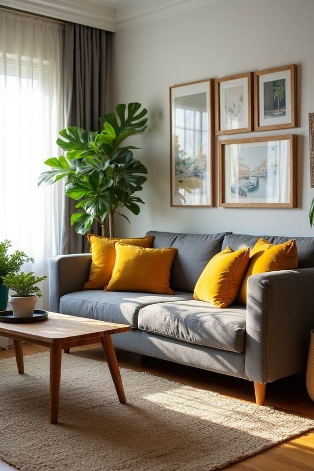 vibrant mustard yellow accents