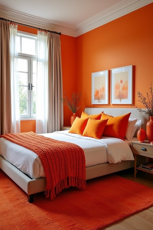 vibrant orange bedroom accessories