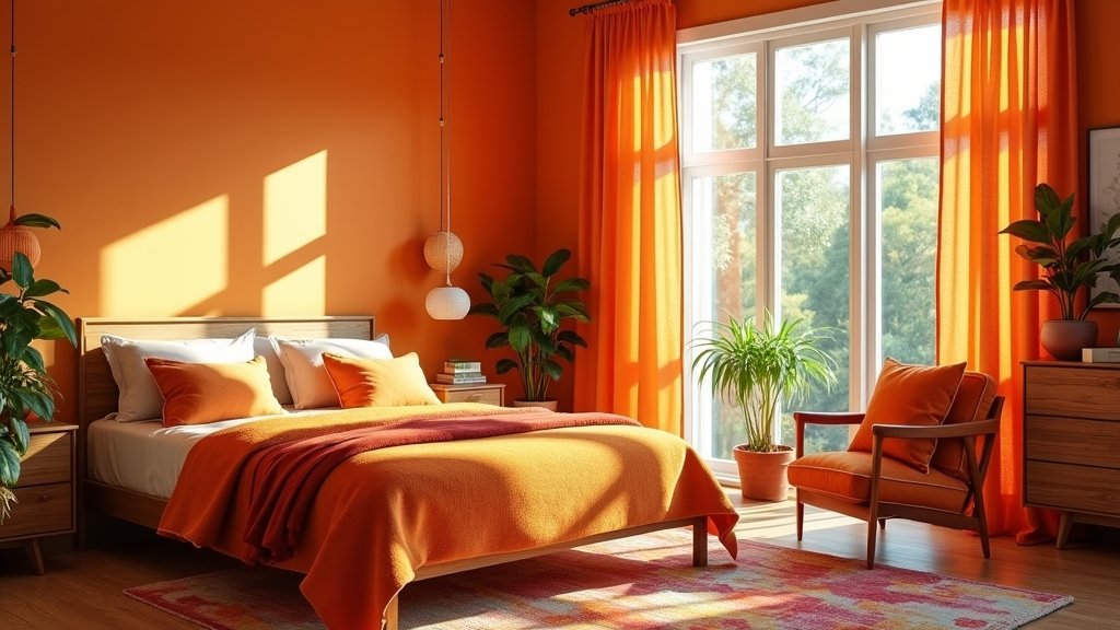vibrant orange bedroom inspiration