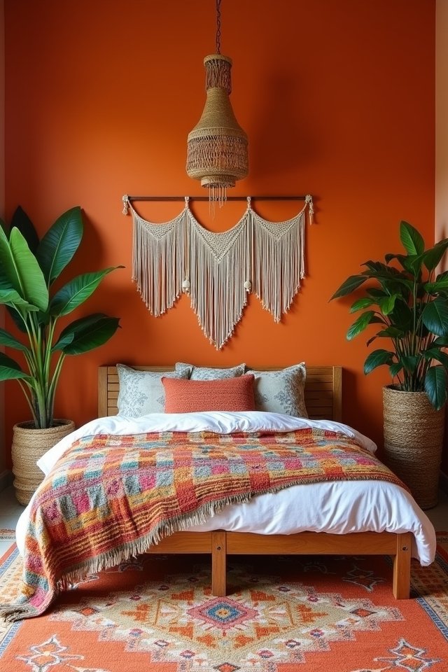 vibrant orange bohemian decor