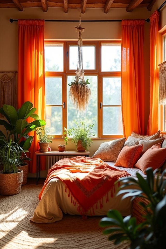 vibrant orange curtain transformation
