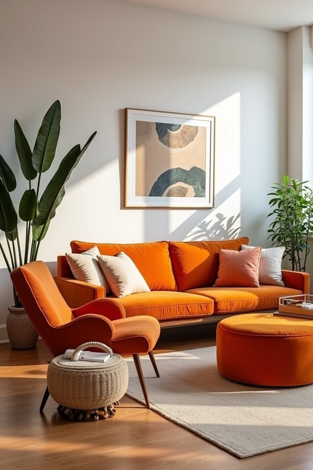 vibrant orange furniture pieces