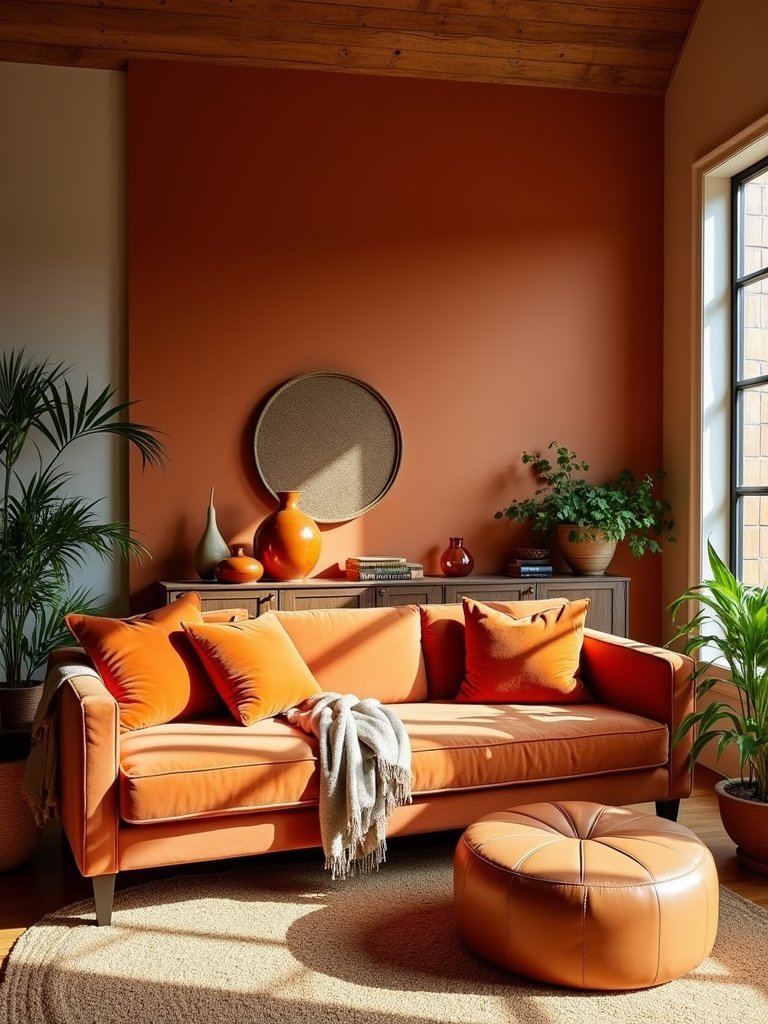 vibrant orange living room