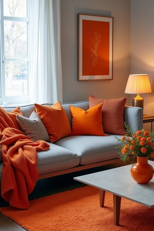 vibrant orange living room accessories