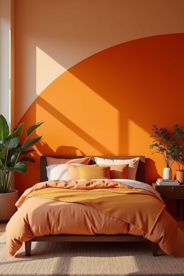 vibrant orange ombre wall