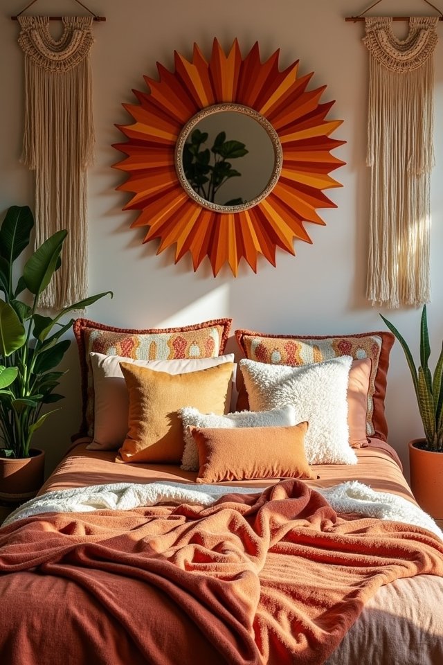 vibrant orange sunburst mirrors