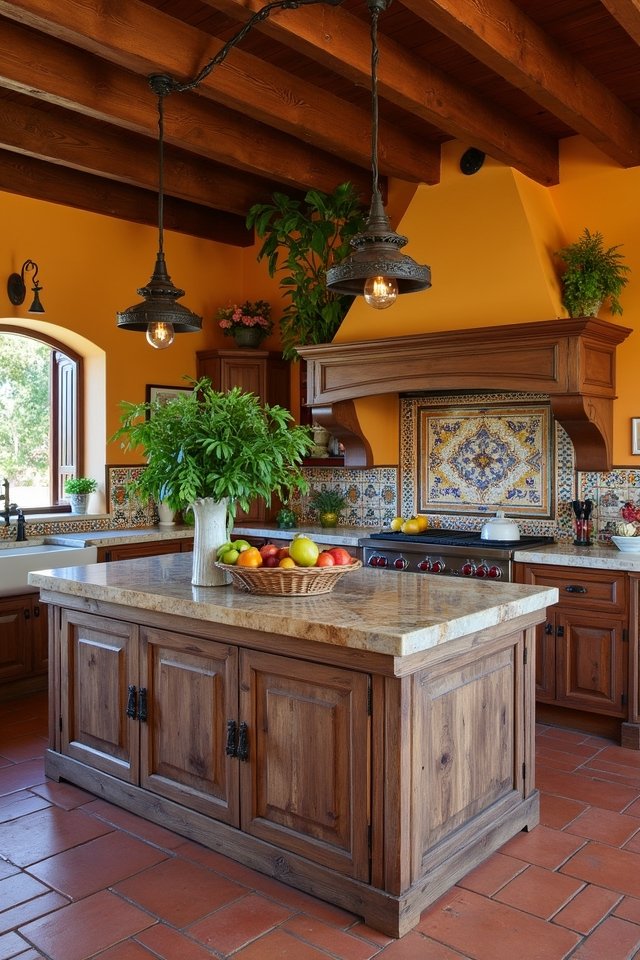 vibrant oversized kitchen island