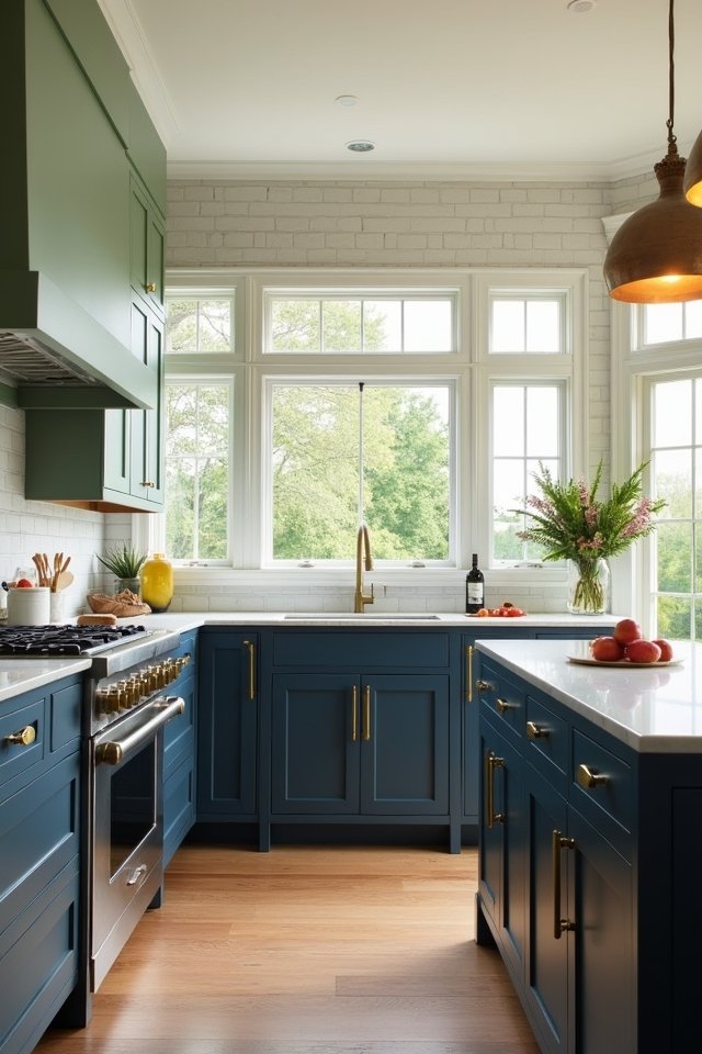 vibrant painted kitchen cabinets