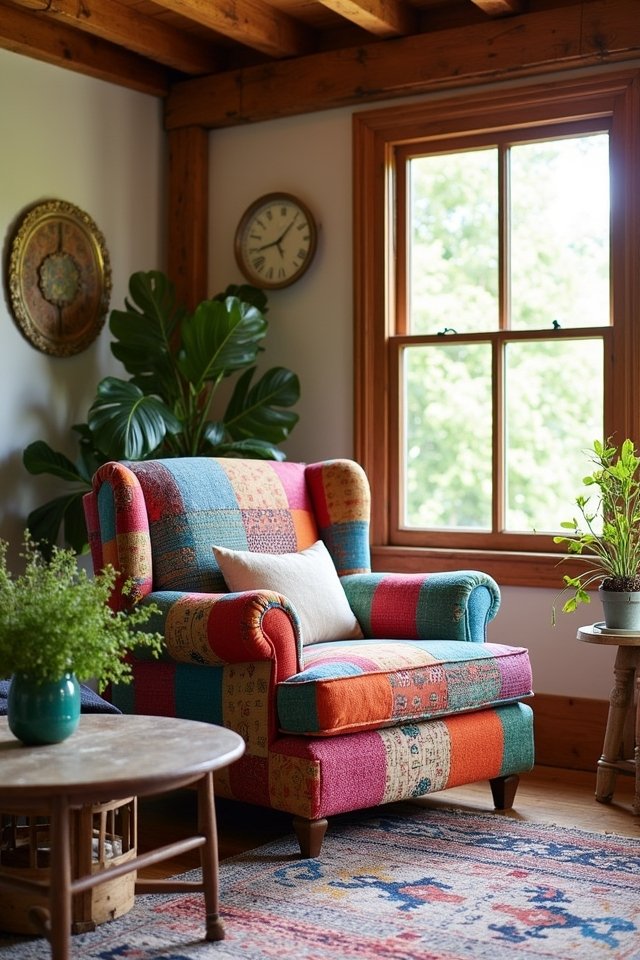 vibrant patchwork armchair delight