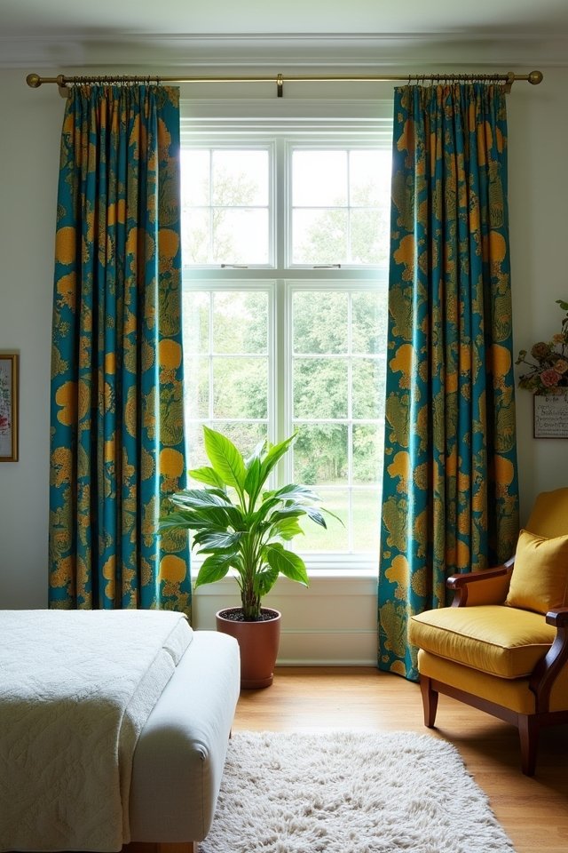 vibrant patterned curtain transformation