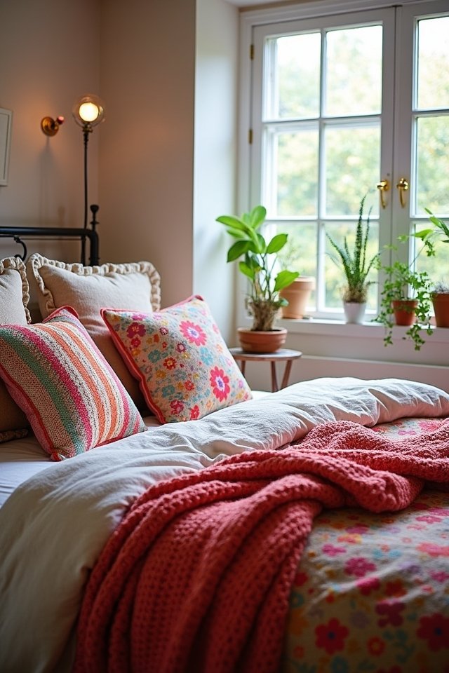 vibrant pillows for coziness
