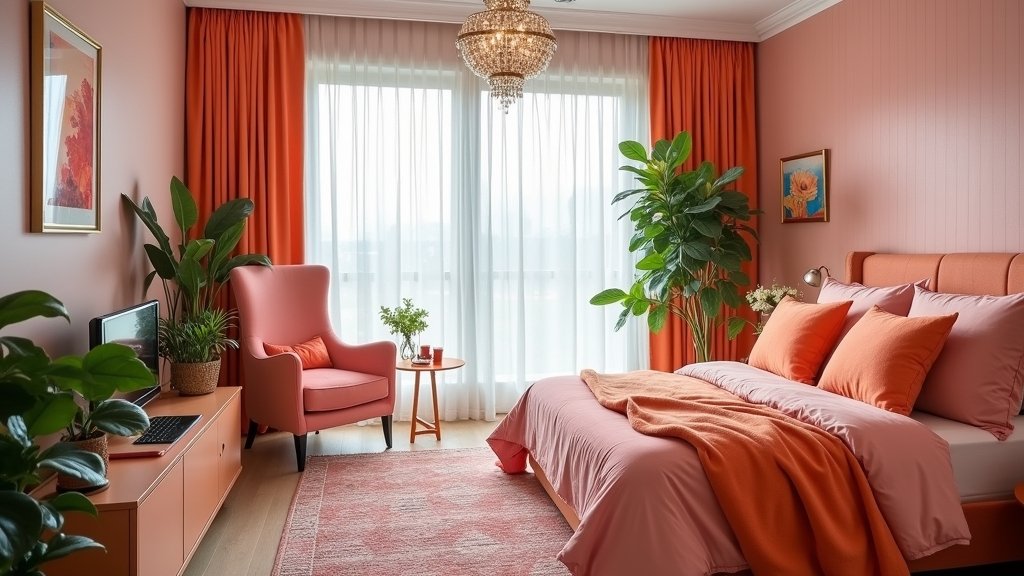 vibrant pink and orange decor