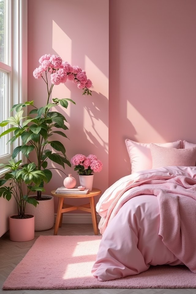 vibrant pink plant decor