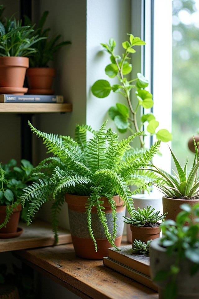vibrant plant shelf display