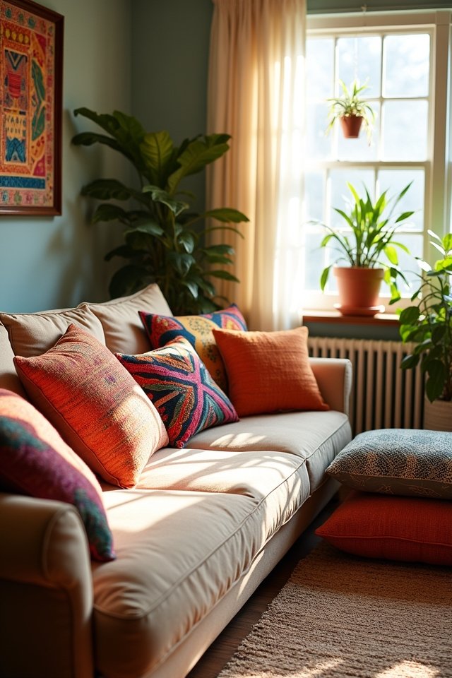 vibrant playful pillow decor