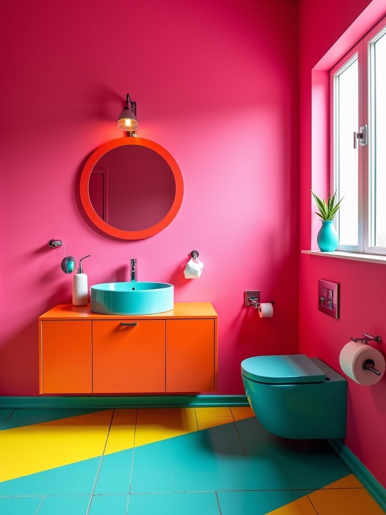 vibrant pop art bathroom