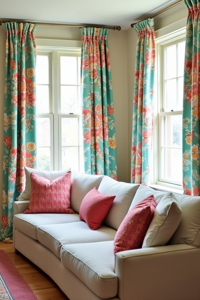 vibrant printed curtain panels