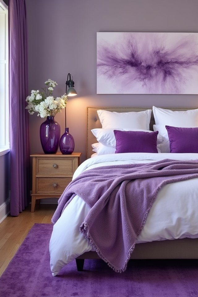 vibrant purple bedroom transformation