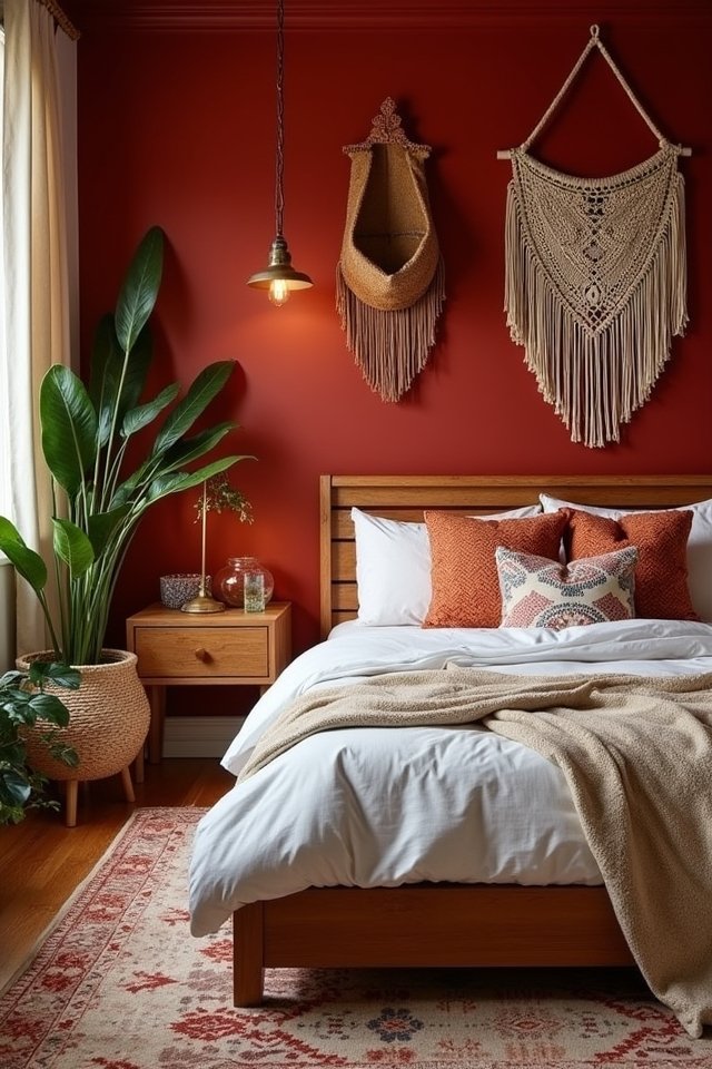 vibrant red accent walls