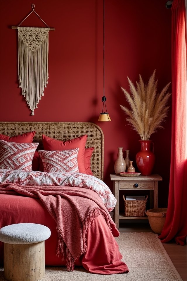 vibrant red boho accessories