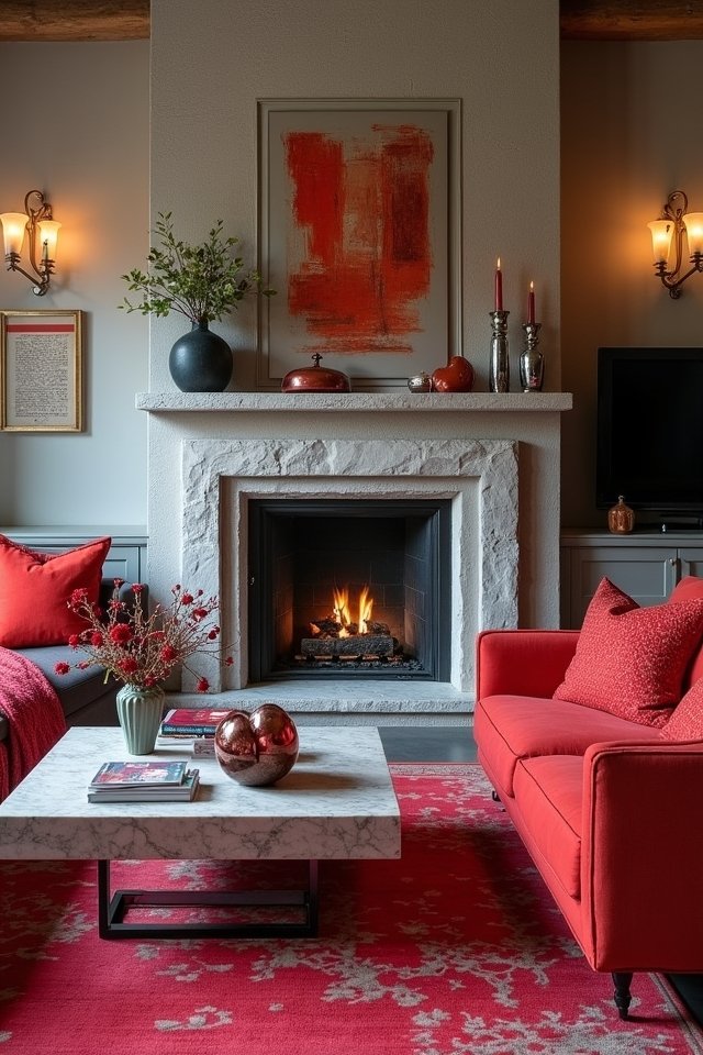 vibrant red decor accents
