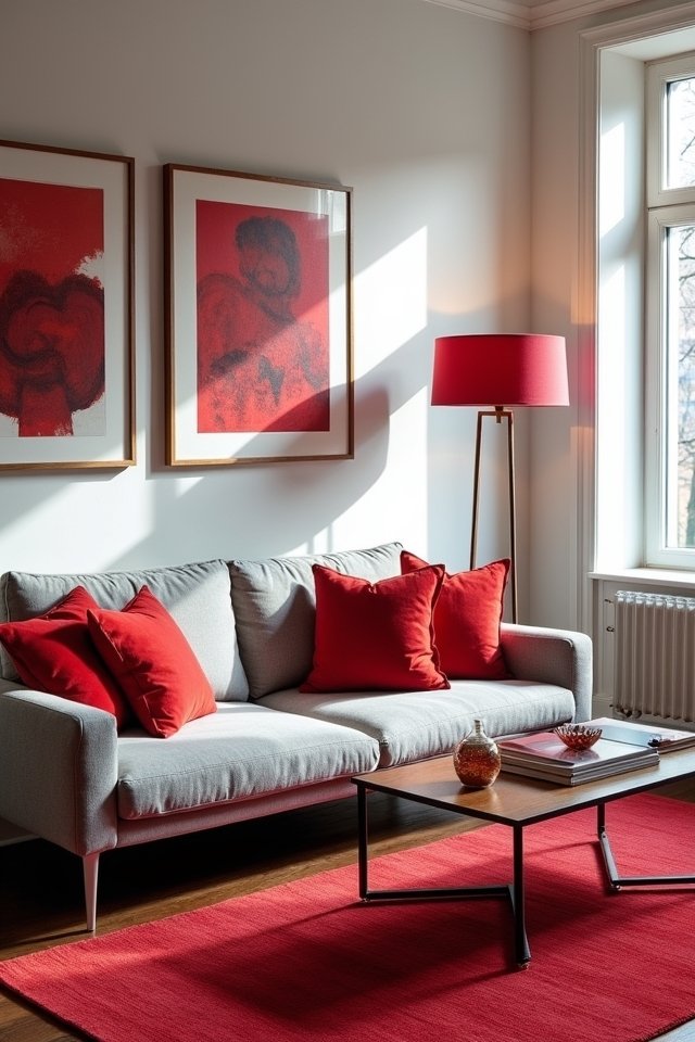 vibrant red decor accents