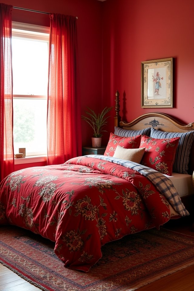 vibrant red pattern mixing