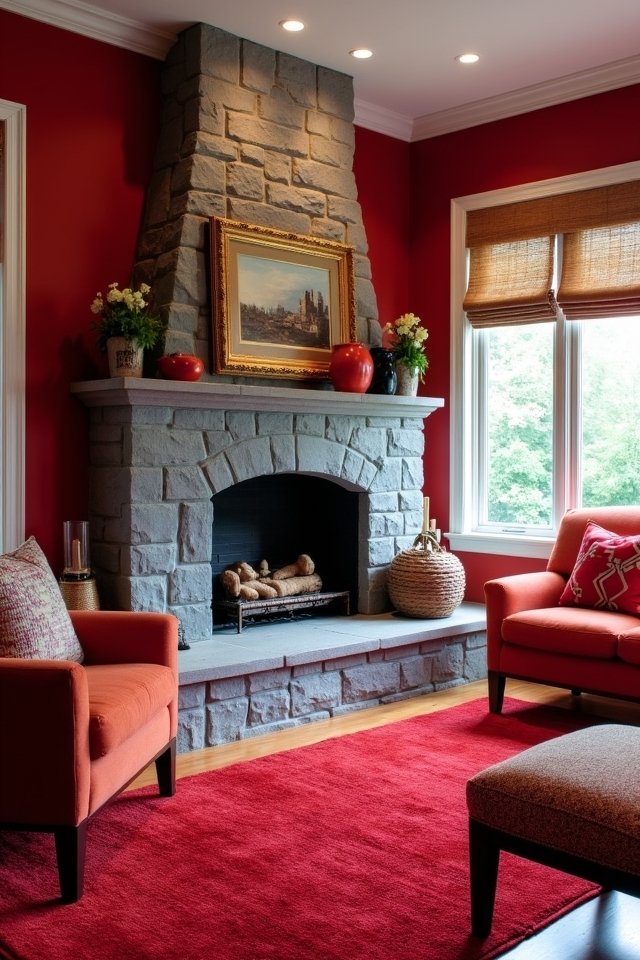 vibrant red rug warmth