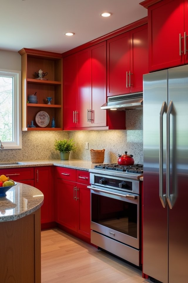 vibrant red sleek stainless