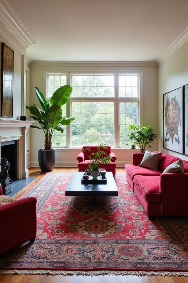 vibrant rugs create cohesion