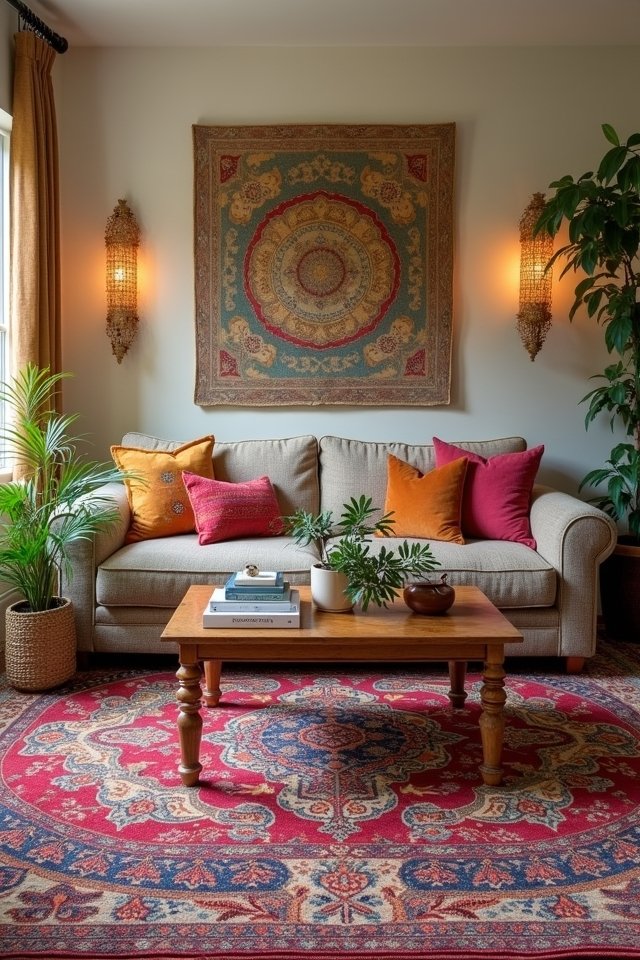 vibrant rugs enhance decor