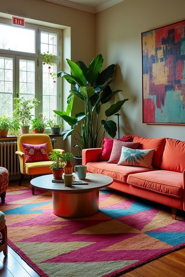 vibrant rugs enhance living rooms