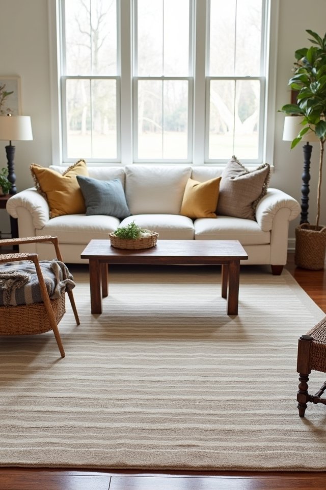 vibrant striped cotton rug