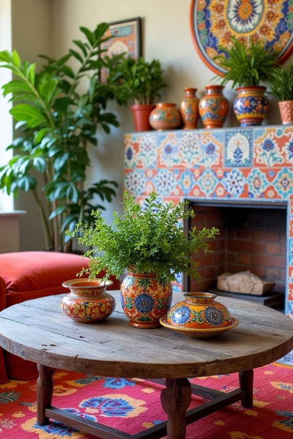 vibrant talavera pottery accents