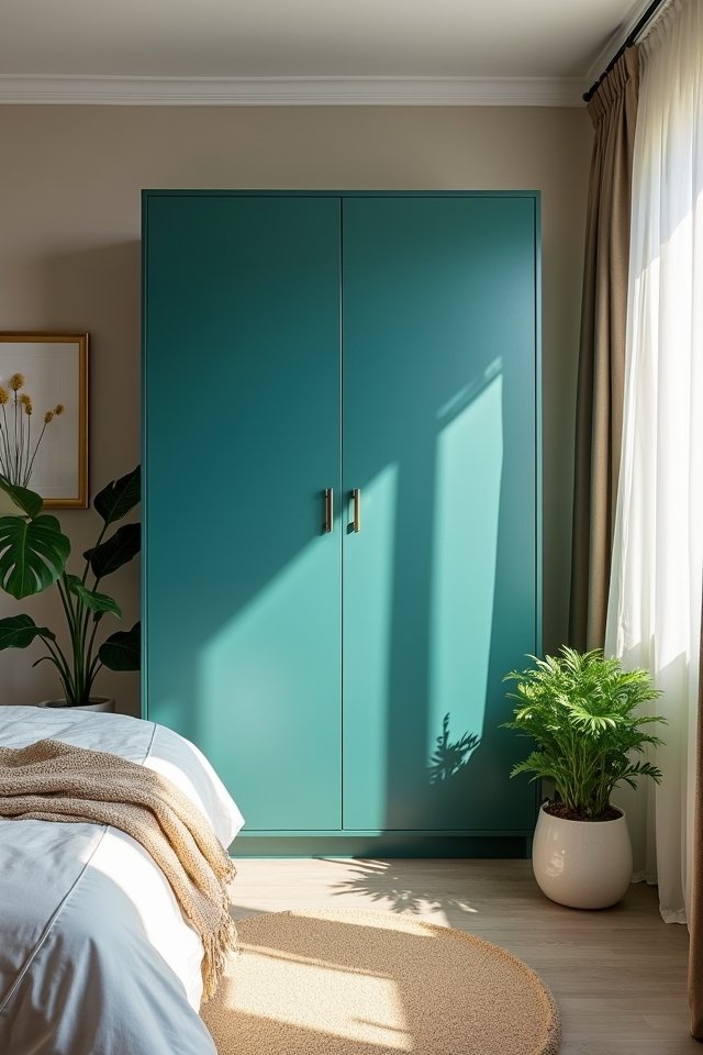 vibrant teal bedroom transformation