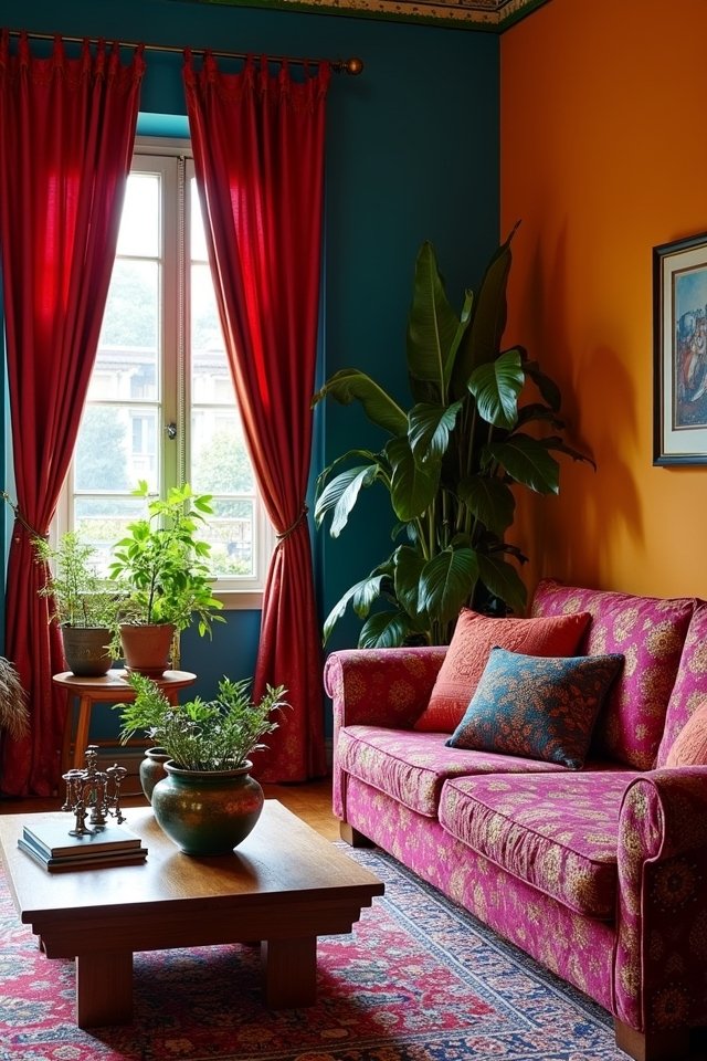 vibrant textiles enhance decor