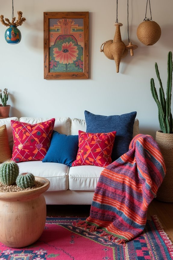 vibrant textiles enhance decor