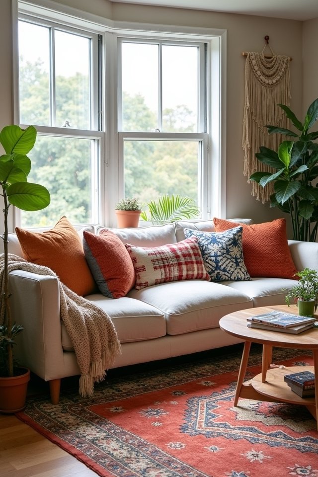 vibrant textured throw pillows