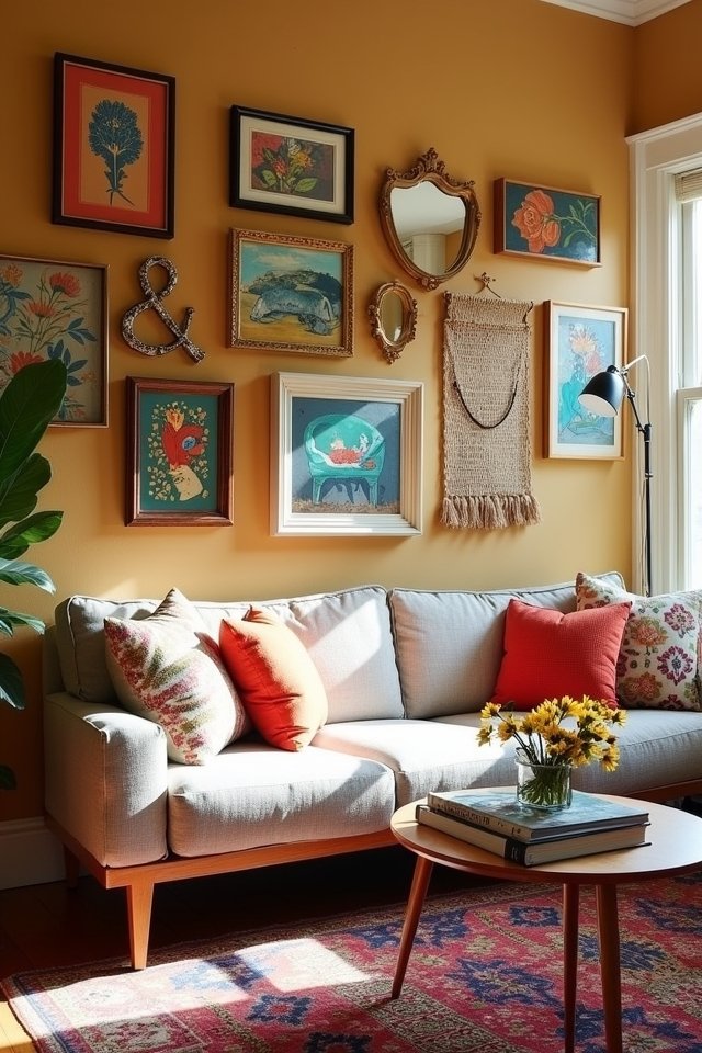 vibrant thrifted wall decor