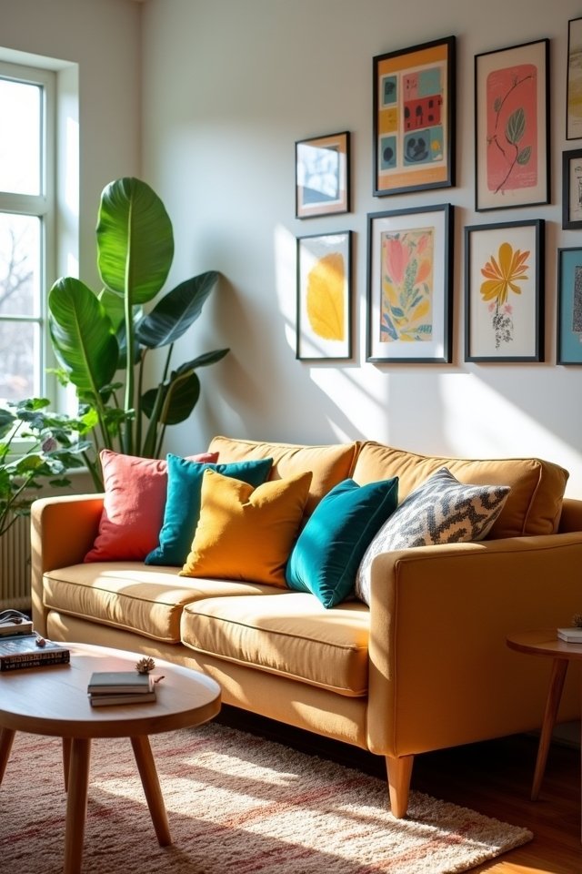 vibrant throw pillow accents