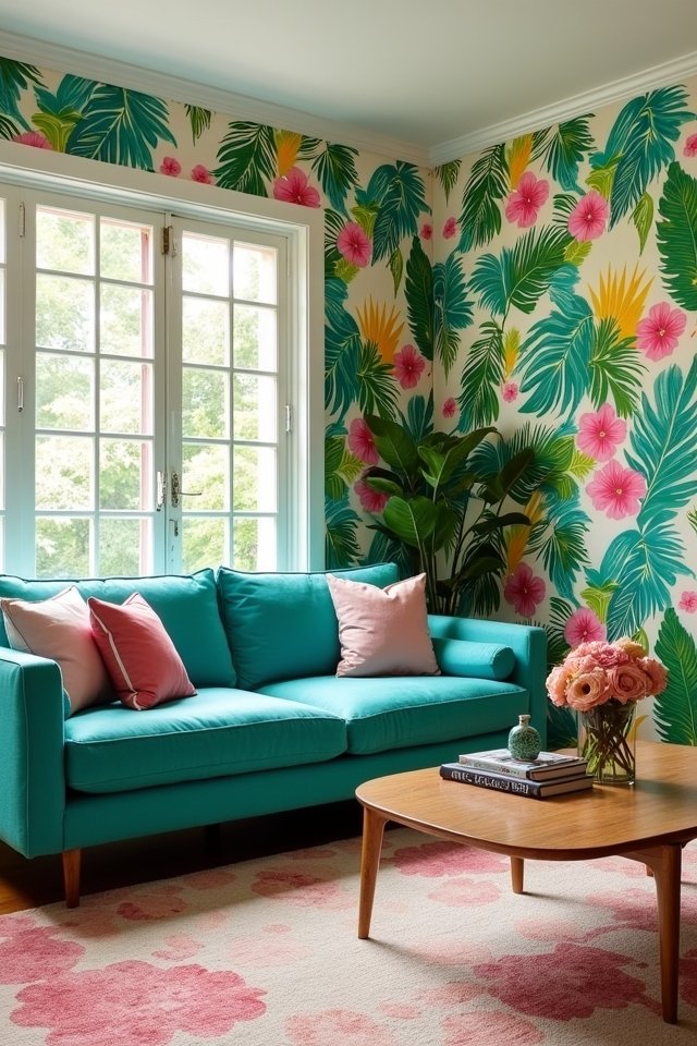vibrant tropical living room