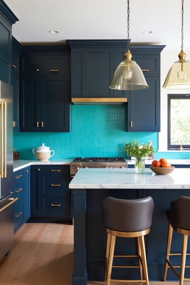 vibrant turquoise kitchen accents