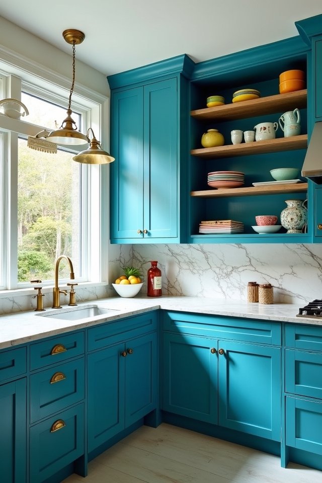 vibrant turquoise kitchen transformation