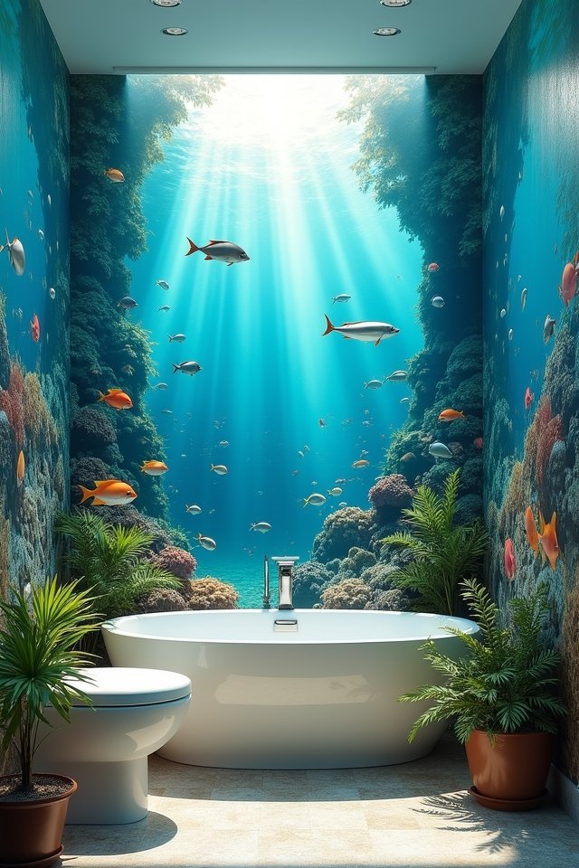 vibrant underwater paradise mural