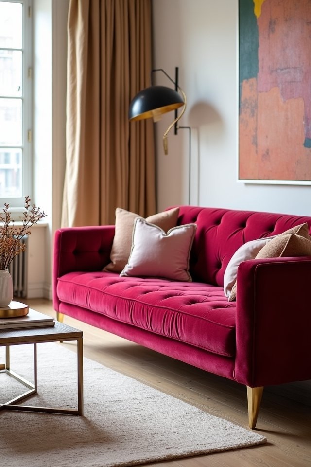 vibrant velvet statement sofa