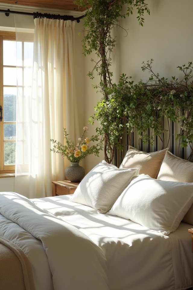 vibrant vine draped headboard oasis
